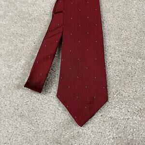 Christian Dior Tie Mens Red Silk Polka Dot Woven Necktie Made USA Designer